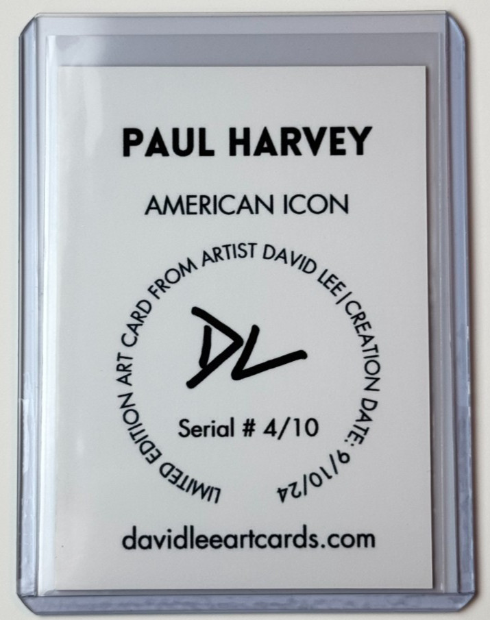 Paul Harvey Limited Edition Artist Signed “American Icon” Trading Card 4/10
