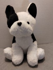 Walmart White Black Puppy Dog Plush 12" Sitting Adorable Stuffed Animal