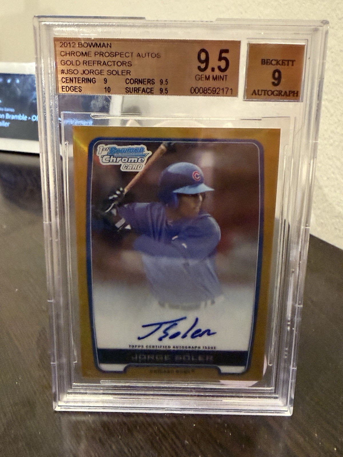 2012 Bowman Chrome - Prospect Auto-  Jorge Soler - Gold Refractor /50 BGS 9.5