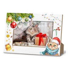 Christmas Cat Picture Frame, Cat Lover Sympathy Gifts for Pet Owner Christmas