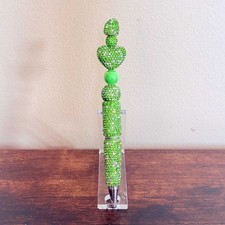 Green Rhinestone Bling Beaded Pen - Glam Stationery