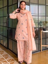 Latest New Satin Mul Chandheri Farshi Salwar Kameez With Dupatta For Party Wear
