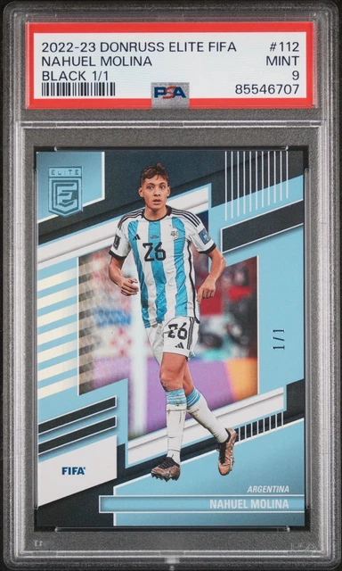 2022-23 Nahuel Molina Panini Donruss Elite FIFA Black Argentina Card 1/1 PSA 9
