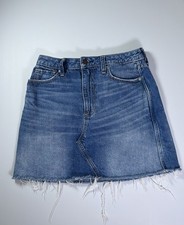 Abercrombie Fitch Womens Y2K Denim Mini Skirt Raw Hem Distressed 27 Festival