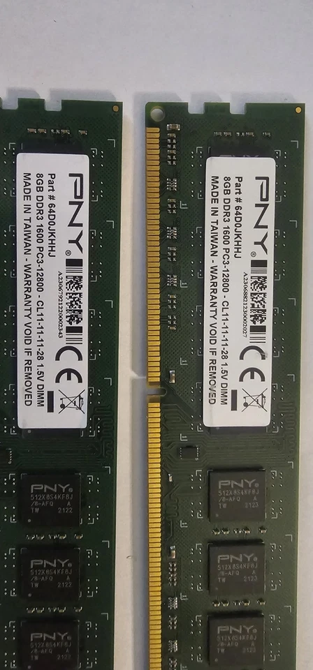 2 PNY 64D0JKHHJ 8GB DIMM PC3-12800 1600mhz Computer RAM - Image 2 of 4