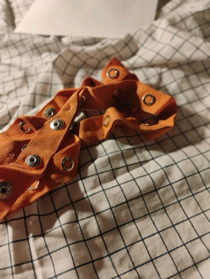 Cinta de sarga NARANJA 3/4" DE COLECCIÓN metal borde a presión 1 yarda ALGODÓN NOS espiga años 60 Foto 4 de 4