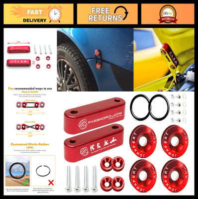 JDM Hood Spacer Riser 3/4'' Replacement + Quick Release Holders for Honda Civic,