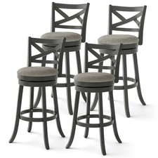 Swivel Bar Stools Set of 4 Bar Height Chairs w/Hollow Back Soft-padded Seat