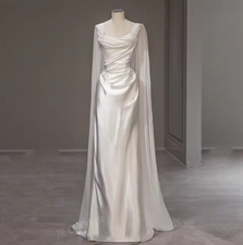 Wedding Dress Boho Sleeveless Mermaid 2 In 1 Cape Bride Gown Beach Princess