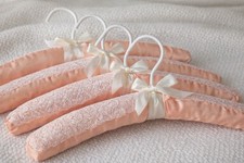 Vtg Neiman Marcus Padded Satin Hangers Lingerie Boudoir Clothes Lot 4 Pink Cream