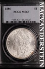 1886 Morgan Dollar - PCGS MS63 - Scarce  No Reserve  #SLK829