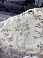 Dunelm Birds Lined Eyelet Curtains 46x72 Inches Cream and Blue Embroidery VGC