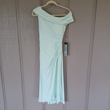 Mac Duggal Ieena Ruched Off The Shoulder Midi Dress Size 2 Party Cocktail Mint