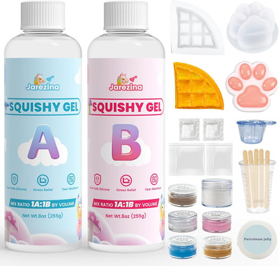ZUSUZU Taba Squishy Set,Squishy Siliconen Squishy Making Kit,1:1 ab Vloeibare Siliconen met 3 Mallen voor Maak Je Eigen Super Zachte Squishies Maker Kits Verjaardagsfeest Gunsten
