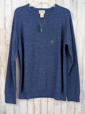 LL Bean Textured Organic Cotton Sweater Mens M Blue Long Sleeve Pullover NWT