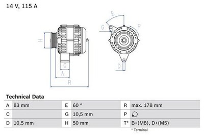 Bosch 0 986 041 320 Drehstromgenerator für MERCEDES-BENZ PUCH