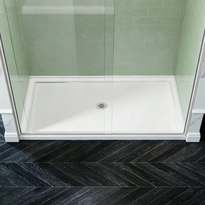 Slip-Free Design 60''L x 36''W Walk In Shower Kit Glossy White 60x36 Shower Base