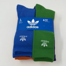 NWT Adidas Originals Classic Colors 6-Pack Crew Socks Sz Large