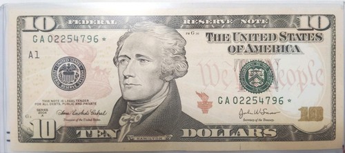 2004-A STAR NOTE About Uncirculated $10 Federal Reserve Note Bill - Picture 1 of 2