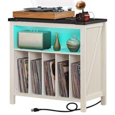 Large Record Player Stand with Charging Station