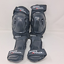 Skate Attack Black Knee Pads and Wrist Guards Protective Gear Set 4 Piece Med