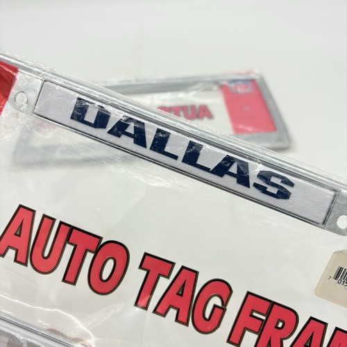Dallas Cowboys Chrome Metal License Plate Frames Tag Cover 12x6 Inch Lot of 2 - Picture 4 of 5
