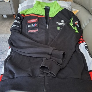 Kawasaki XXL Racing Fleece Jacket Full Zip with advertising patches monster