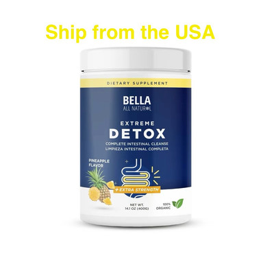 Bella All Natural Extreme Detox Powder   Refreshing Pineapple Flavor 14.1 oz