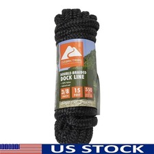 3/8in 15ft Nylon Double-Braided Marine Dock Line 550lbs Working Load Boat Rope
