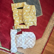 TWO Cushioned High Chair Seat Back Insert Cushion Pad Set Yellow White Gray