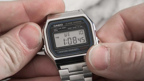 Casio A158WA-1R Digital Watch Unisex Stainless Steel Retro Alarm Chronograph LED - Picture 3 of 7