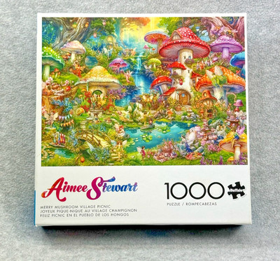 Merry Mushroom Village Picnic by Aimee Stewart, 1000 pieces,  puzzle diagram.