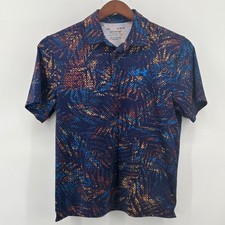 Under Armour Playoff Polo Mens Medium Navy Blue Abstract Print Golf Shirt Loose