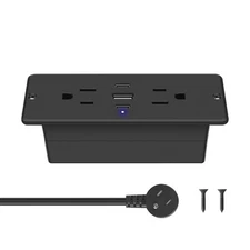 Recessed Power Strip with Outlet and USB C Ports, Furniture Flush Mount Power...