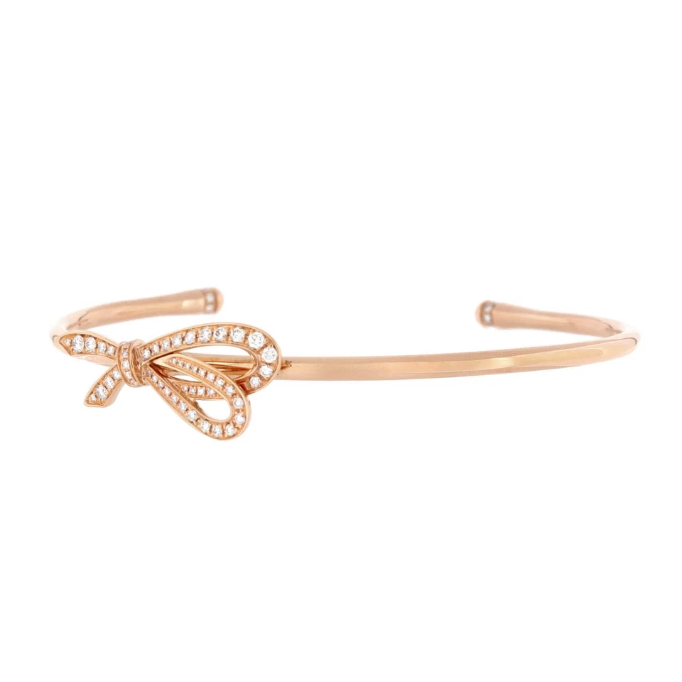 Tiffany & Co. Brazalete con nudo de arco de oro rosa de 18 quilates con diamantes mediano