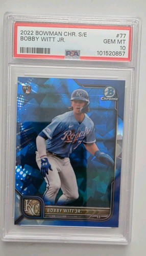 Bowman 2022 Chrome Sapphire Bobby Witt Jr. RC #77 PSA 10 Kansas City Royals
