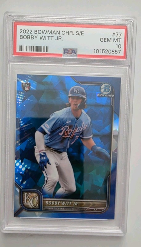 Bowman 2022 Chrome Sapphire Bobby Witt Jr. RC #77 PSA 10 Kansas City Royals
