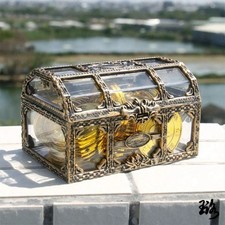Pirate Treasure Chest Storage Box for Coins Jewelry Vintage Retro Antique Case.