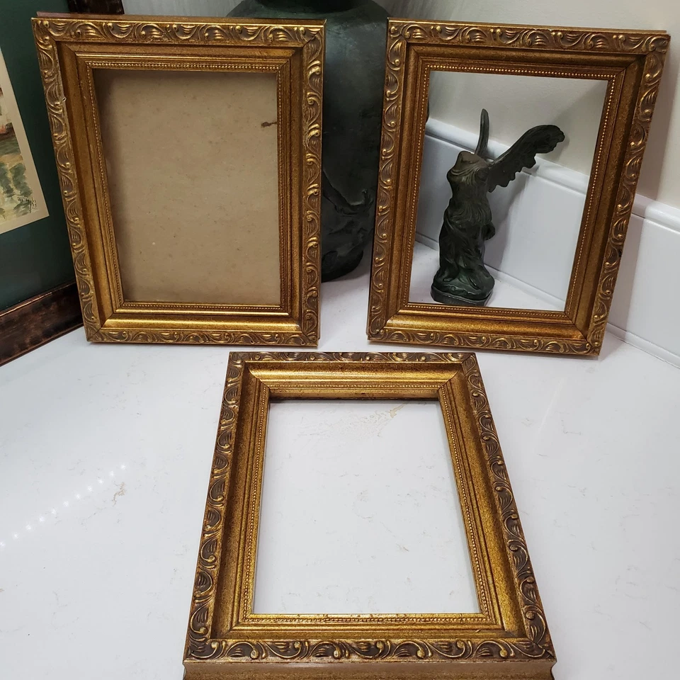 3 marcos de madera dorada hechos a mano hechos en México 5"x7" apertura 7"x9" tamaño total Foto 3 de 4