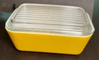 VTG ORANGE PYREX GLASS REFRIGERATOR DISH 0502 LID 502 C 1 1/2 PINT