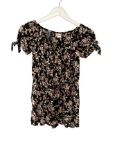 Zoe & Rose by Band of Gypsies girl’s black floral romper - L
