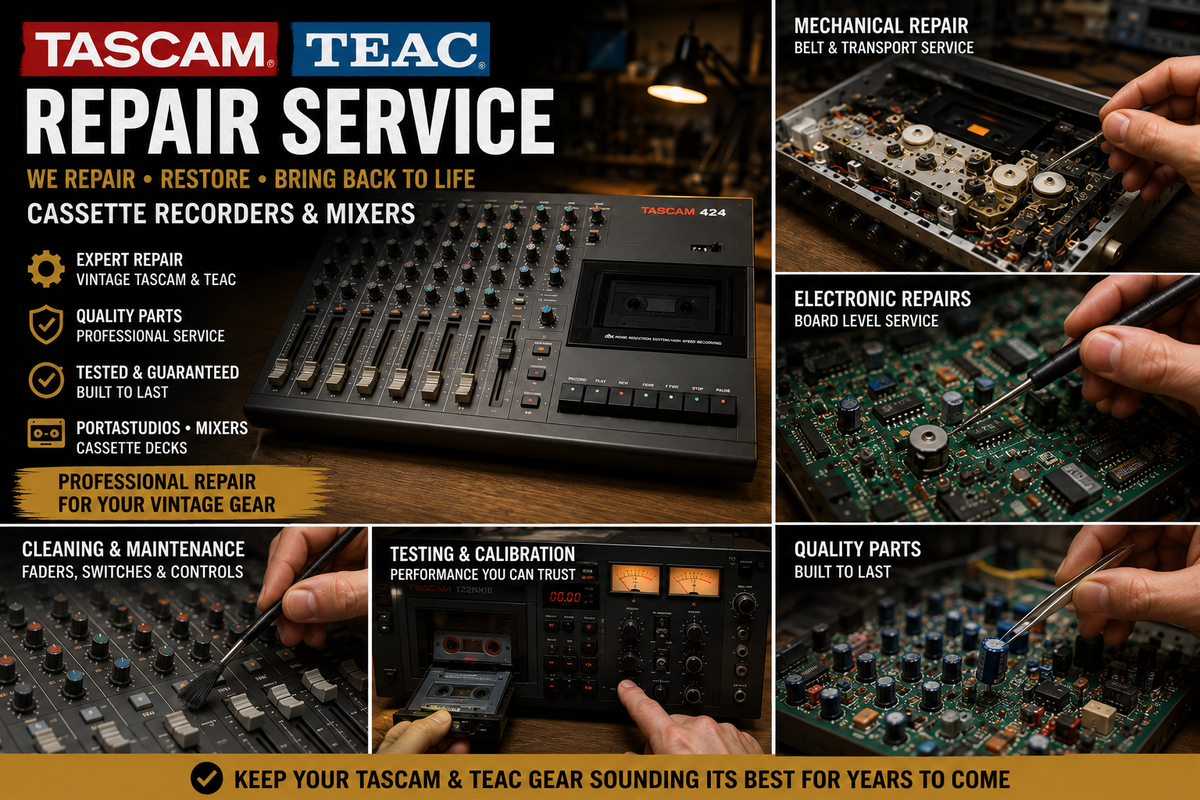 TASCAM TEAC CASSETTE AND PORTASTUDIO MULTITRACK MIXER RECORDER