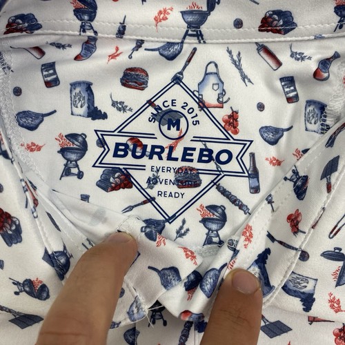 Burlebo Performance Polo Shirt Men Medium Barbecue Grilling beer golf - Picture 3 of 6