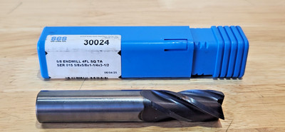 SGS 30024 Square End Mill: 5/8'' Dia, 1-1/4'' LOC, 5/8'' Shank, 3-1/2'' OAL, 4 Flute