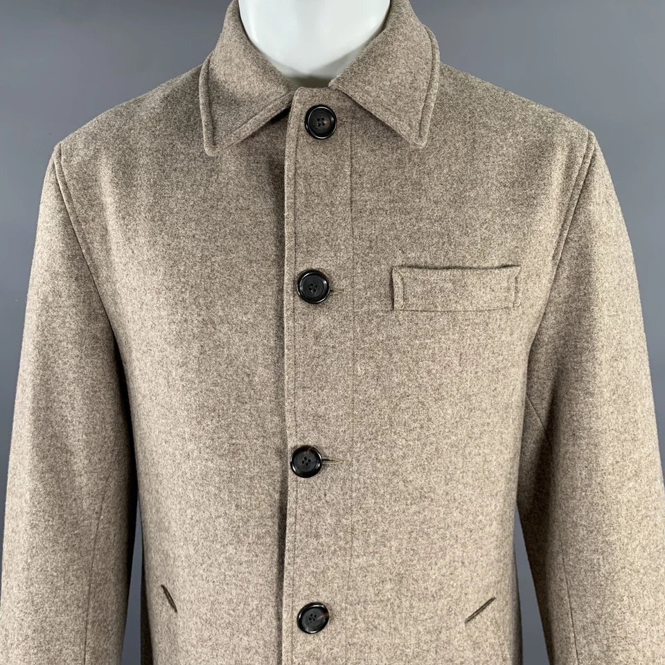 OLIVER SPENCER M Manteau En Laine Marron Style Car Coat - Photo 2/4