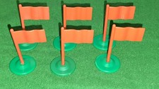 Unboxed Subbuteo C117 x6 Line Corner Flags Orange Rectangular Version Very Good