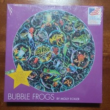 Great American Puzzle Factory Bubble Frogs 500+ Piece 20.5" Made In USA Rare Vtg