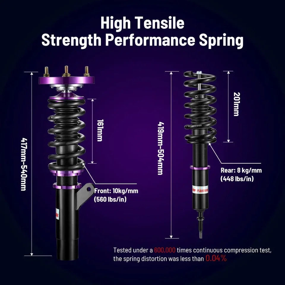 4x Coilover Shocks Struts Suspension for BMW 3-Series 328i 325i 335i Adj Height - Image 2 of 4