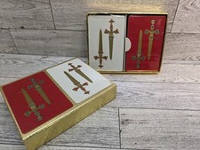 Vintage SEALED DUAL DECKS Crown Playing Cards Red White Gold Swords