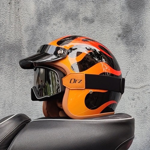 Accesorios moto casco moto 3/4 casco retro en invierno - Imagen 8 de 9